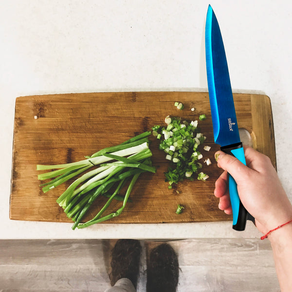 Kitchen Knife Set Kit  Green Handle & Black Magnetic Rack – SiliSlick®