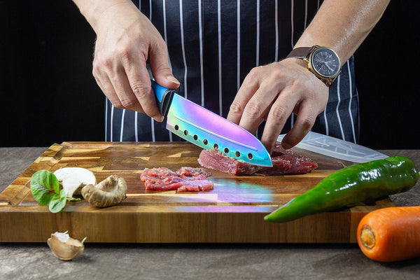  SiliSlick Kitchen Knife Set Kit, 5 Dishwasher Safe Colorful  Knives, Knife Sharpener & Magnetic Wall Bar, Titanium Non Stick Plating  Stainless Steel: Home & Kitchen