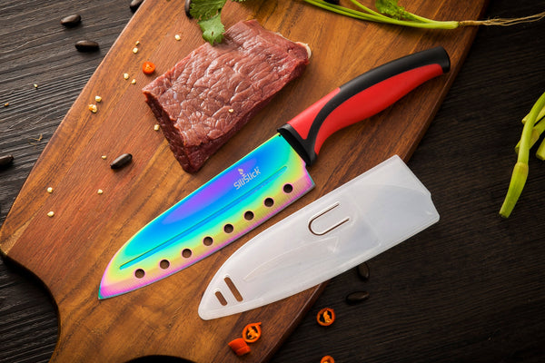 SiliSlick Stainless Steel Steak Knife Set of 6 - Rainbow Iridescent Black  Handle - Titanium, 1 unit - Harris Teeter
