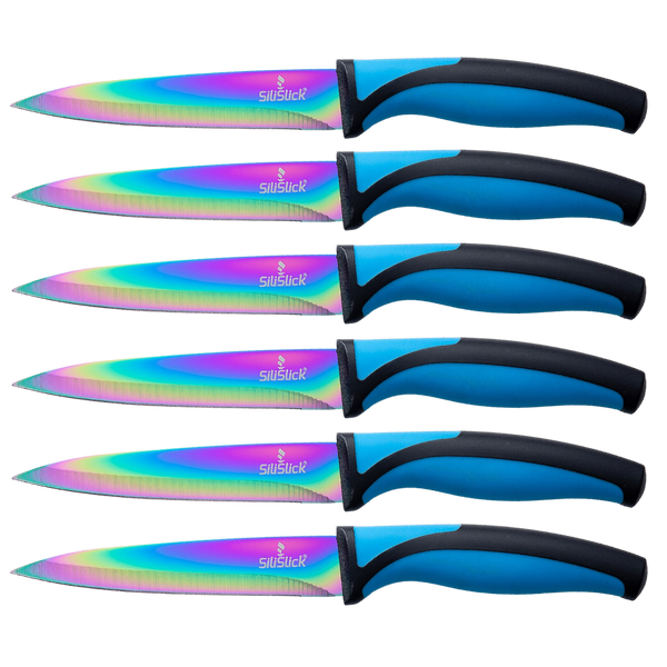 Steak Knives (Set of 6) Blue Compressed Fabric